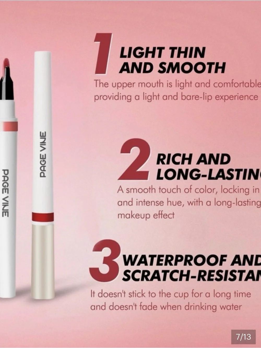 PAGE VINE Calligraphy Lip Stain Ripe Berry Gloss Liquid Waterproof 0.03 fl oz